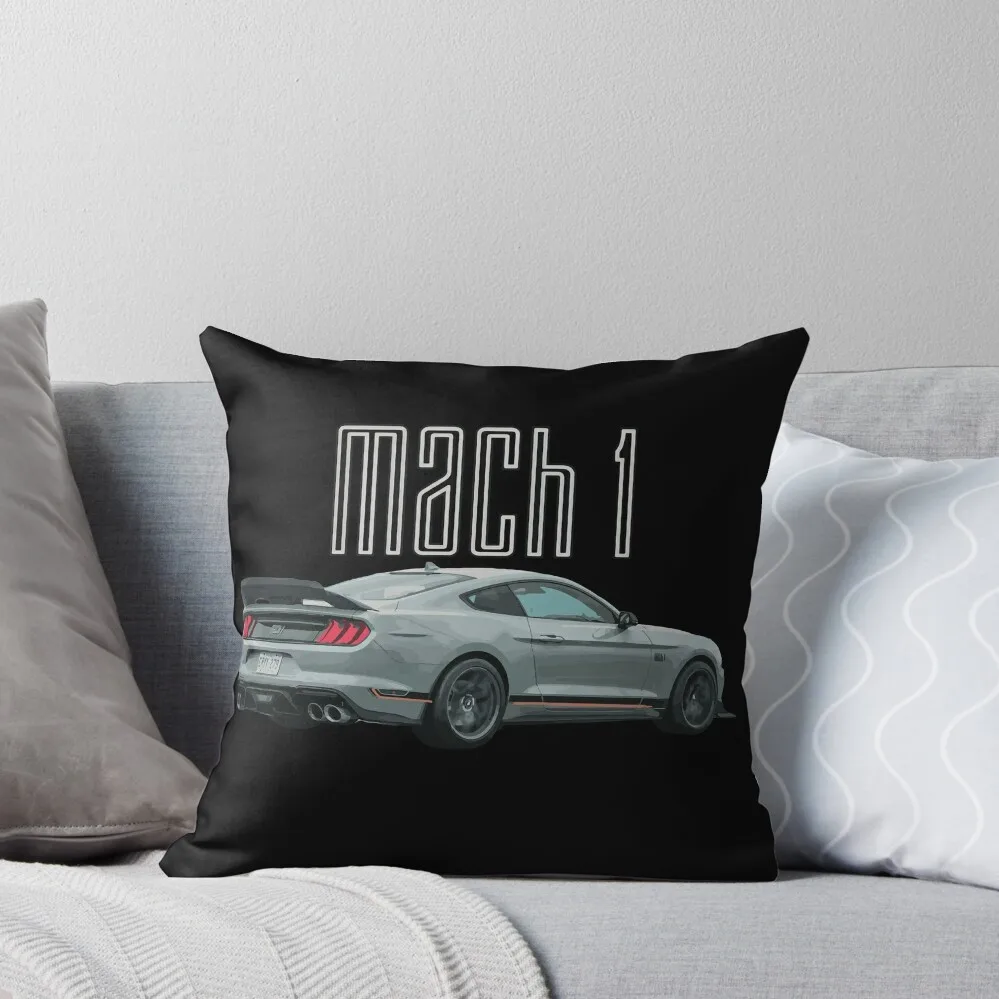 MACH 1 Mustang GT 5.0L V8 Performance Car Fighter Jet Gray Rear Throw Pillow Rectangular Cushion Cover Sofa Cushion pillow