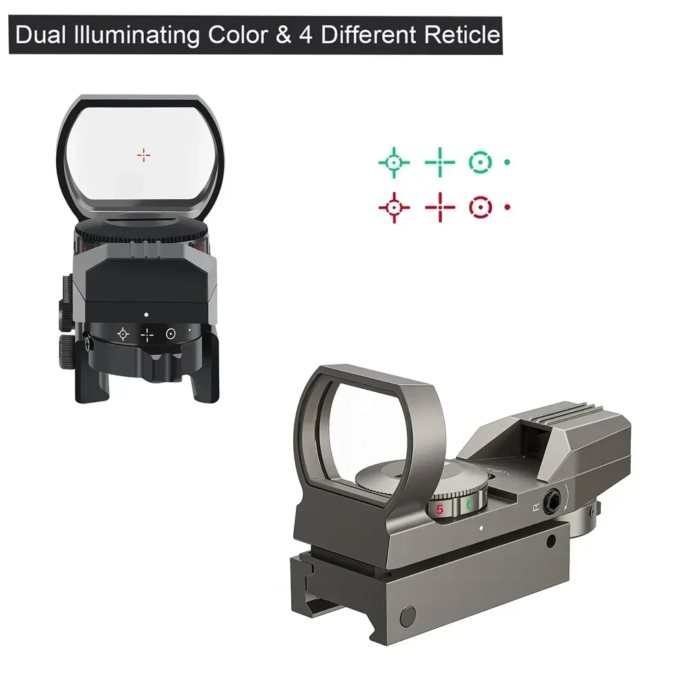 ยุทธวิธี Riflescope 1x22x33 มม.Reflex Red Green Dot Sight Holographic Illuminated 4 Reticles Sight สําหรับ 11/20 มม.Picatinny Rail