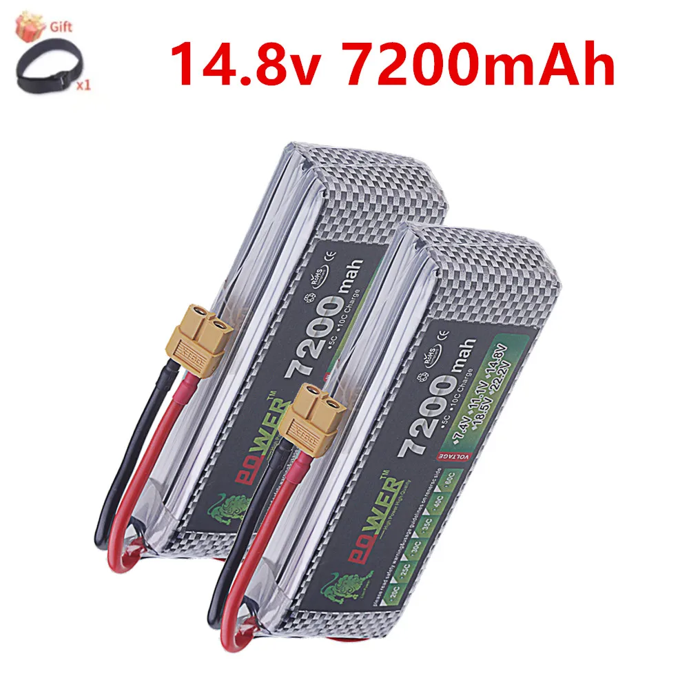 

14.8v Battery 4S 7200mAh LIPO Battery 60C For Drone RC FPV Helicopter Quadcopter Racing Car 4S Rechargeable Batteries XT60/XT90