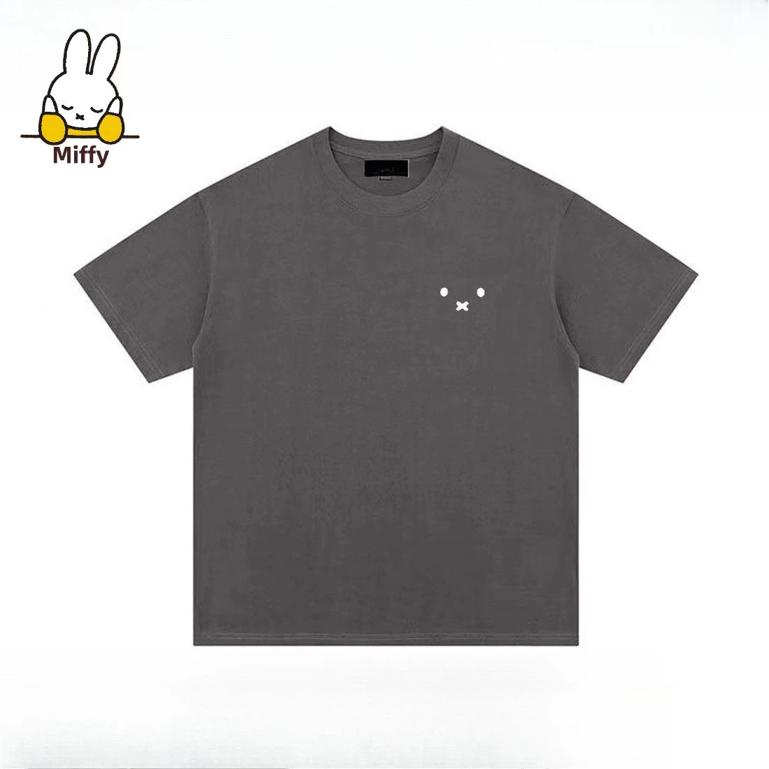 Kawaii Miffy T-shirt Miffy Rabbit Expression Simple Short-sleeved Printed Versatile and Relaxed Casual Style for Ins Wear
