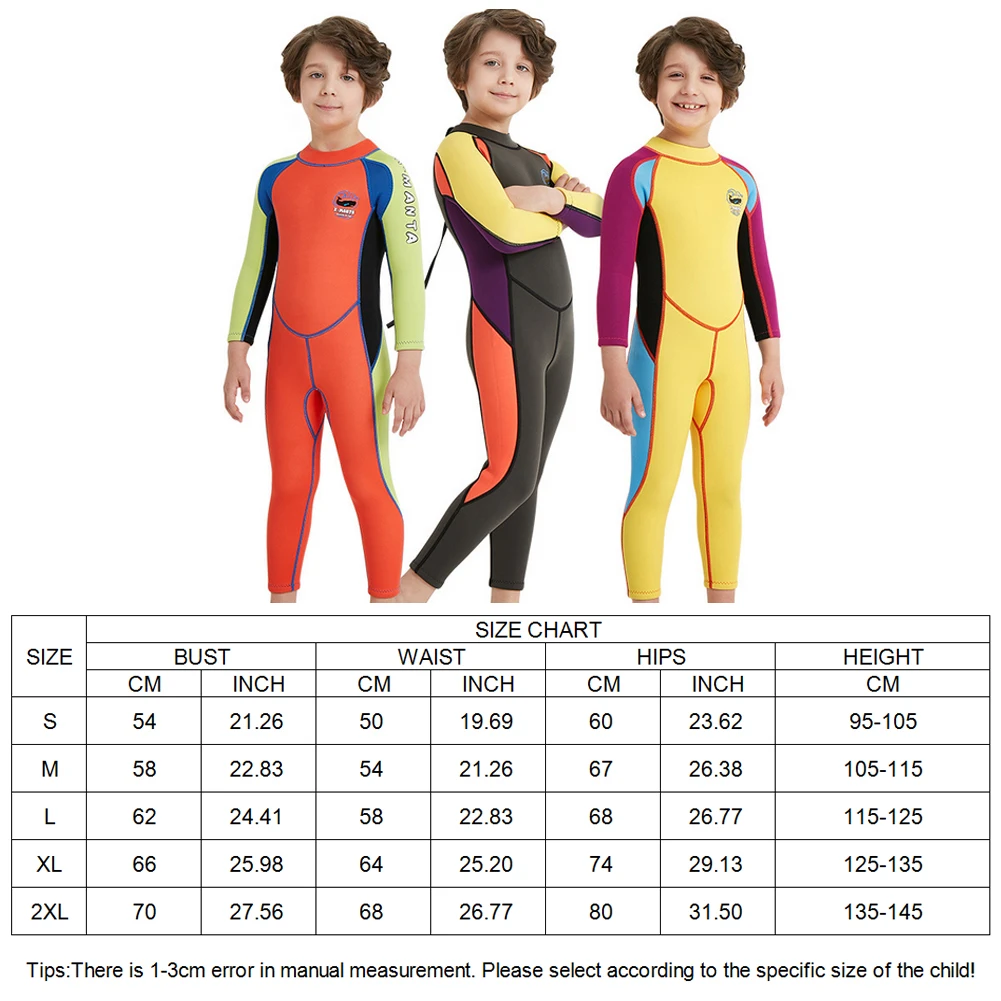 Girls Wetsuit Neoprenes 2.5mm Diving Suits Children Keep Warm Long Sleeve Swimming Wear Boys UV Protection Swimwear for Kids