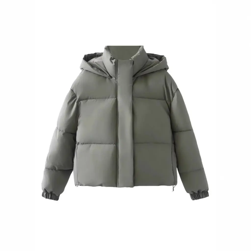 Giacca casual da donna con cappuccio Cappotto imbottito in cotone spesso Autunno Inverno Moda Semplice abbinamento Design con colla a pressione per tutte le stagioni