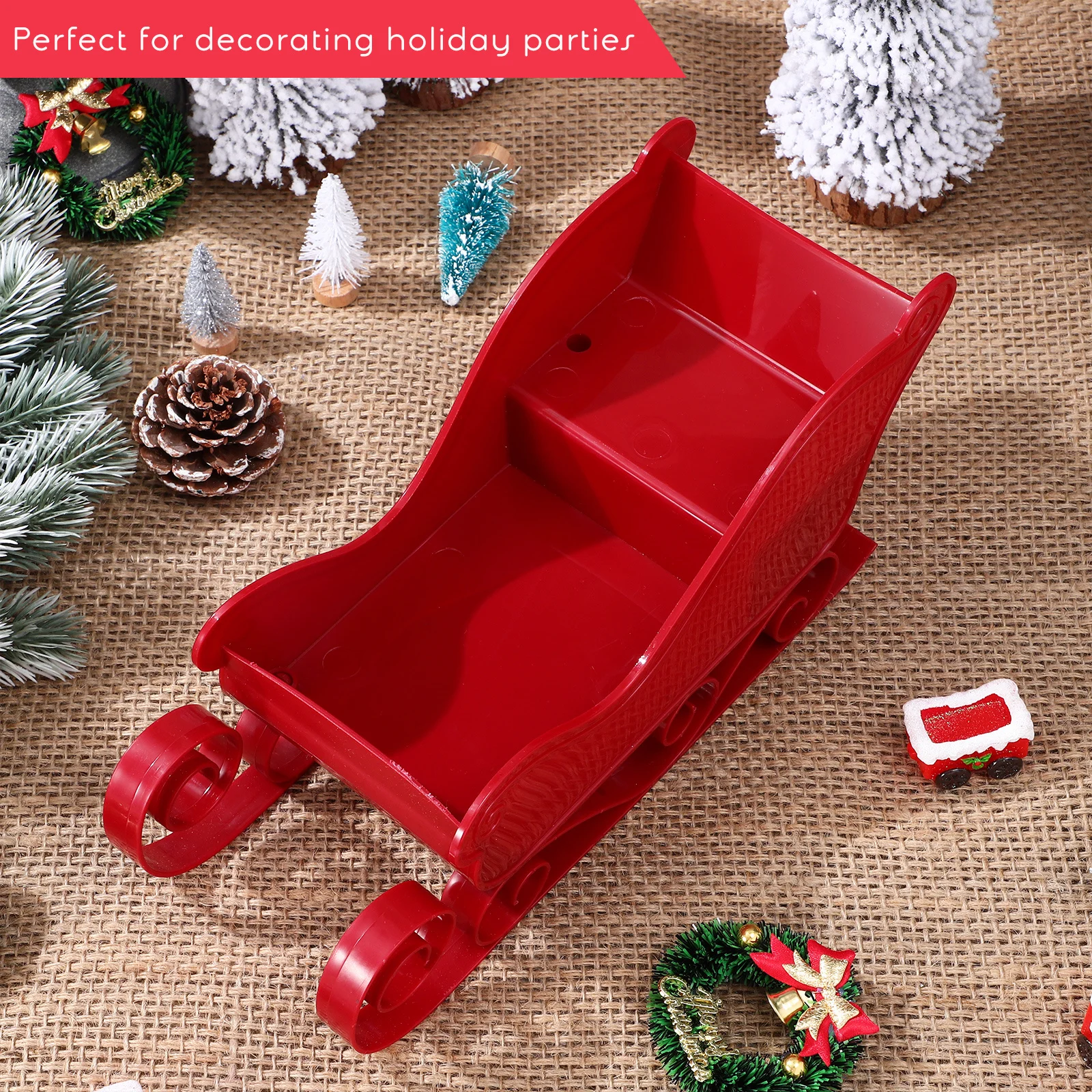 

2 pcs Sled Decoration Snow Sleigh For Table Centerpiece Xmas Party Decor Christmas Ornaments Desktop Gift Sleigh Christmas Decor