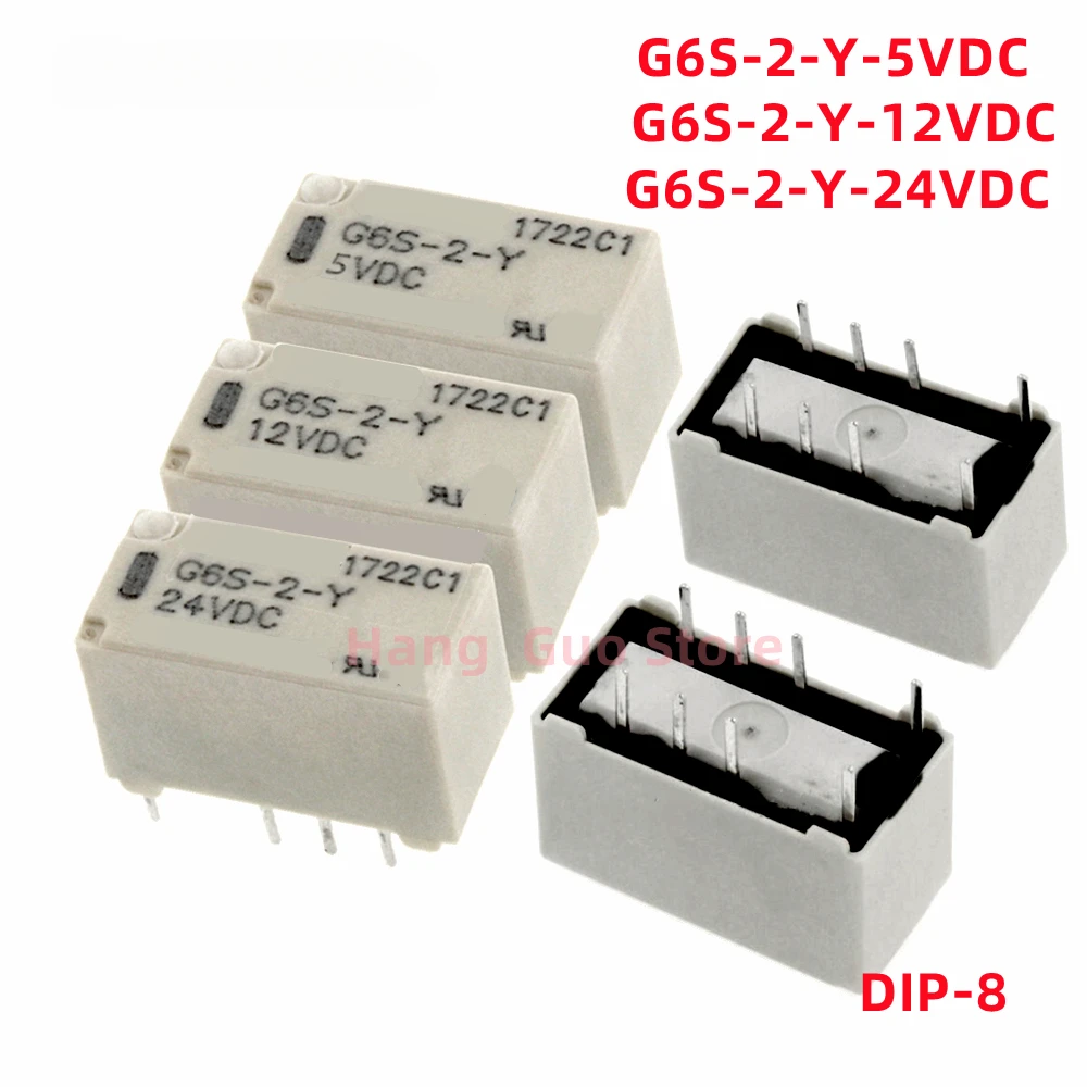 5PCS/Lot Original G6S-2 G6S-2-Y 5V/12V/24V DIP-8 G6S-2F G6S-2F-Y SOP-8 5VDC 12VDC 24VDCTwo open and two closed 2A signal Relay