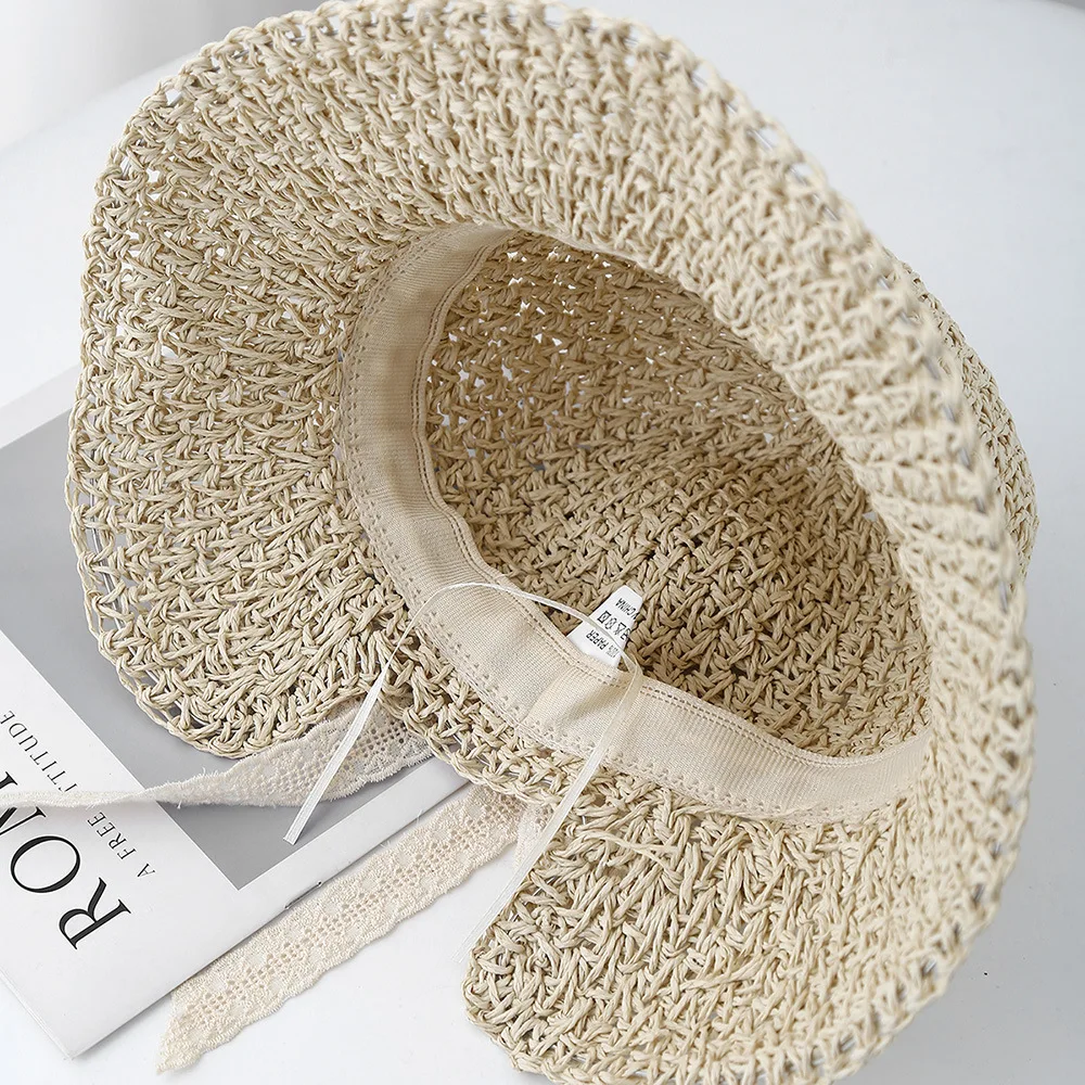 قبعة دلو نسائية قبعات الربيع والصيف للنساء مع القوس في الهواء الطلق قبعة الشمس الإناث شاطئ البحر عطلة قبعة الشمس قابلة للطي