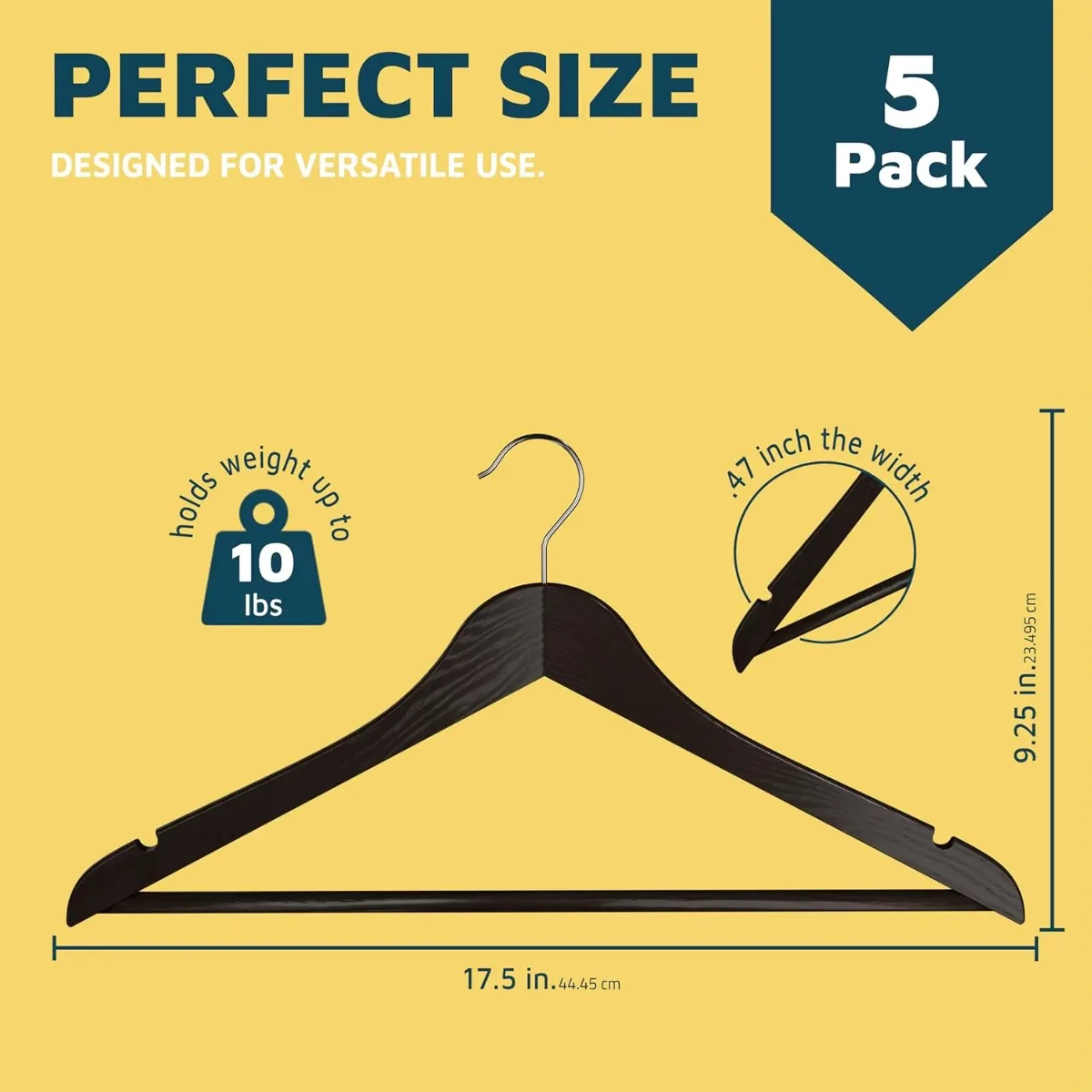 con gancio girevole a 360 gradi e tacca antiscivolo per le spalle, può contenere fino a 10 libbre, design con barra per pantaloni, per organizzare abiti, abiti, cappotti
