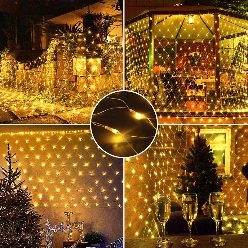 3M/6M/12M/18M LED String Christmas Net Mesh Lights Fairy Curtain Garland Outdoor Waterproof For Party Garden Wedding Decoration