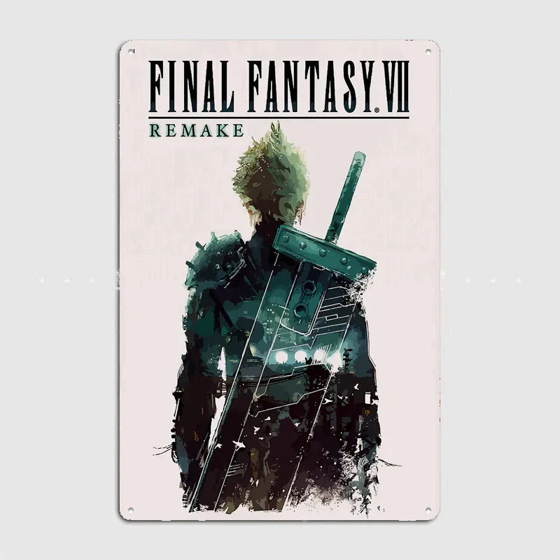 Final Fantasy VII Remake Retro Poster Metal Posters Sign Indoor Outdoor Room Decoration Home Bar Decor Wall Decor