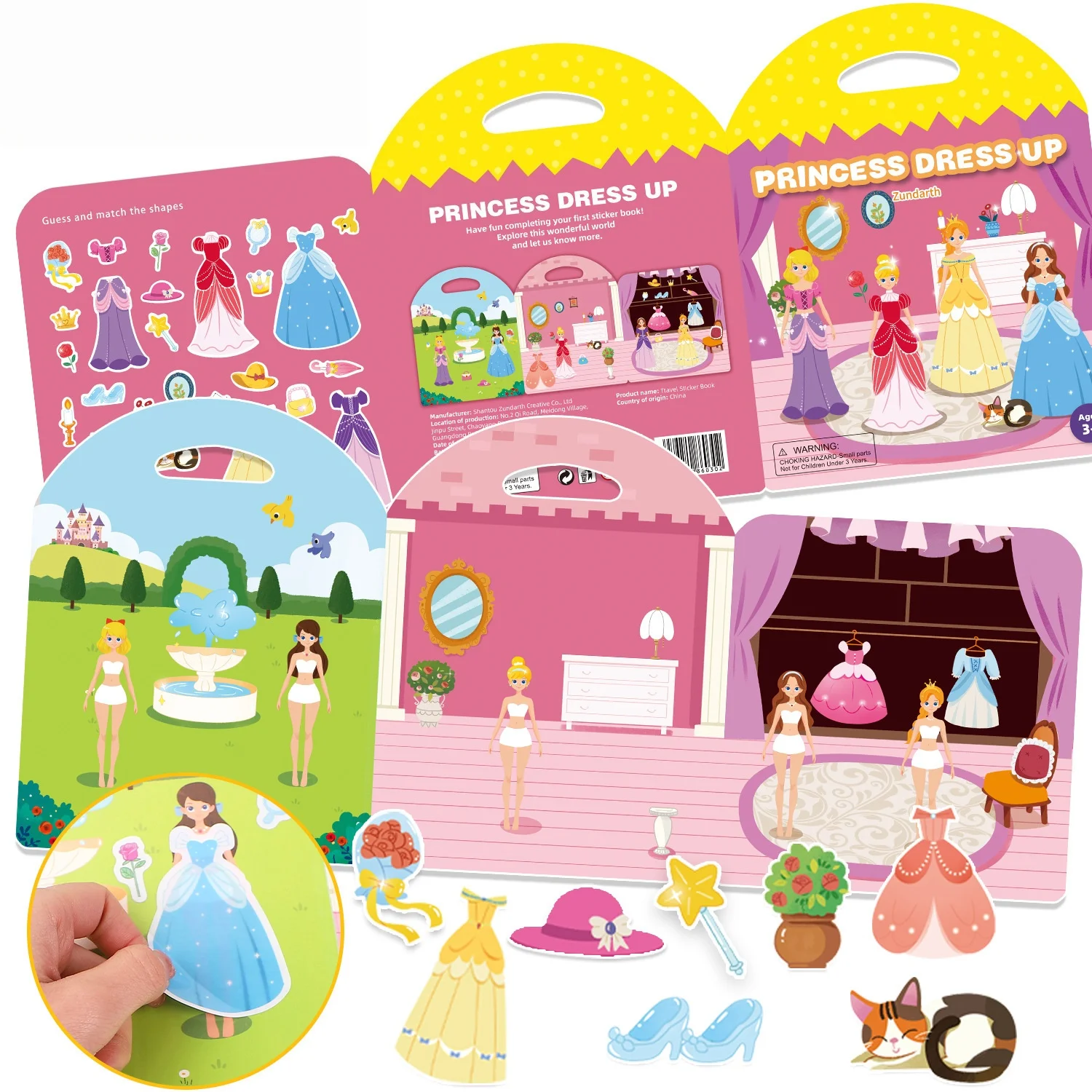 6 sheets/1 sheet of dress-up sticker books, quiet books, busy books, DIY princess dress-up stickers, educational toys, focus and imagination stickers, immersive stickers, children's gifts