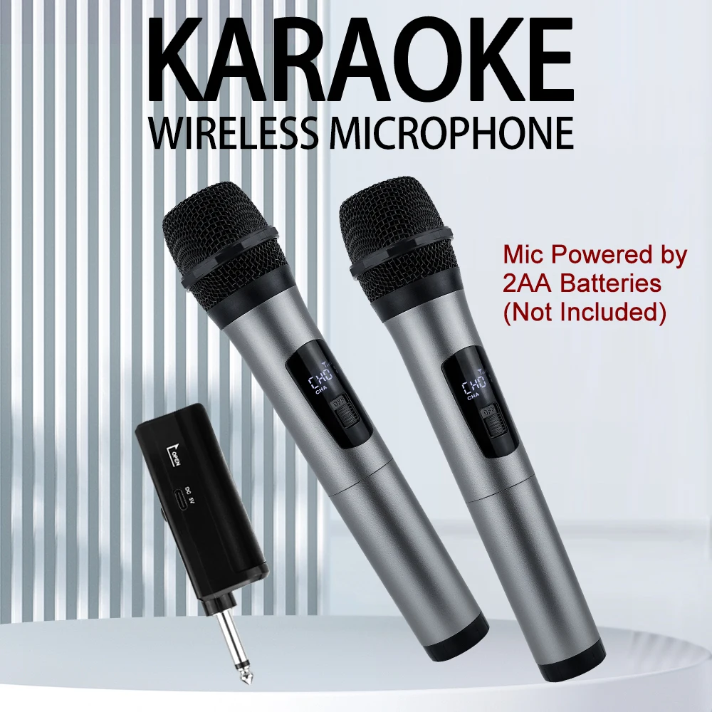 Wireless Microphone with Display, Mic Powered by AA Battery(Not Included) - for Singing and Public Speaking