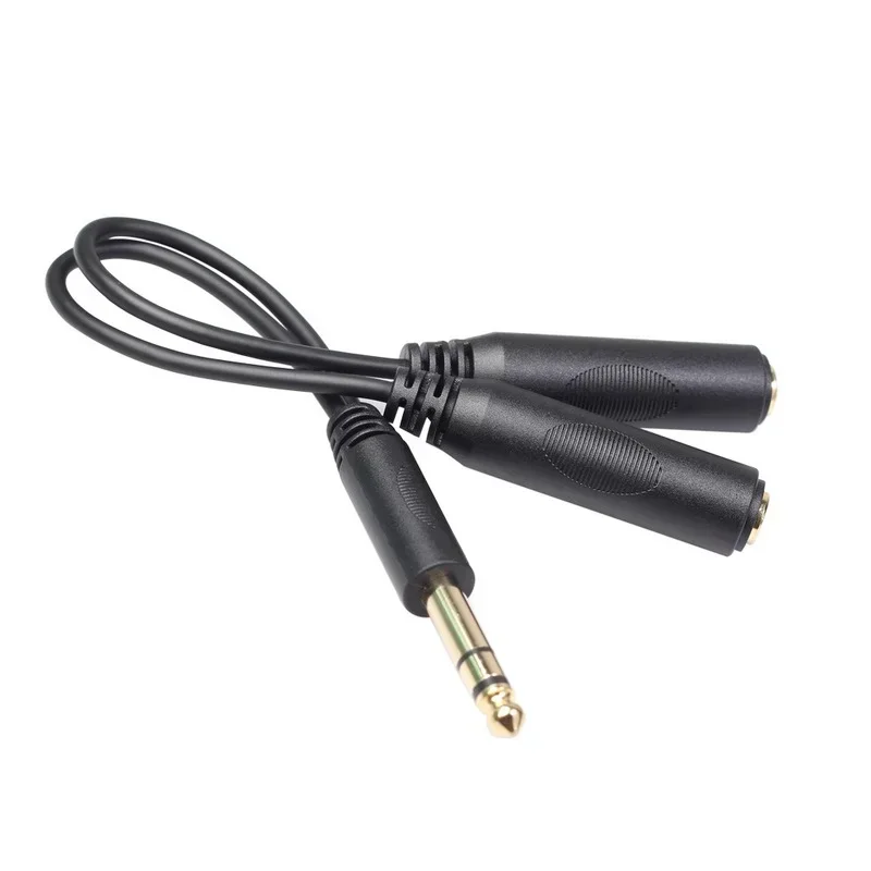 6.35 Mm Male To 2 6.35 Mm Female Adapter Cable 1/4 6.35mm Plug To Dual 6.35mm Jack Y Splitter Stereo Audio Cord Adapters