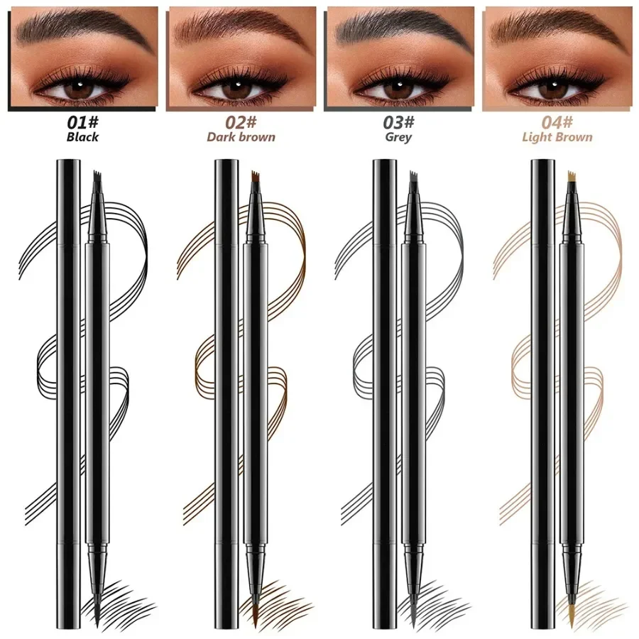 Custom 2in1waterproof Liquid Eyebrow & Eyeliner Pen Non-smudged Long Lasting Easy To Wear 4colors Extremely Fine Eyebrow Pencil