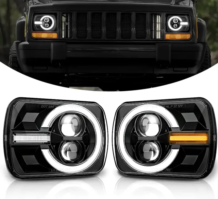 

5X7 7x6 Emitting Diode Headlight High Low Profile Rectangle H6054 Jeep Wrangler YJ Cherokee XJ H6054 H5054 H6054LL 69822 6052