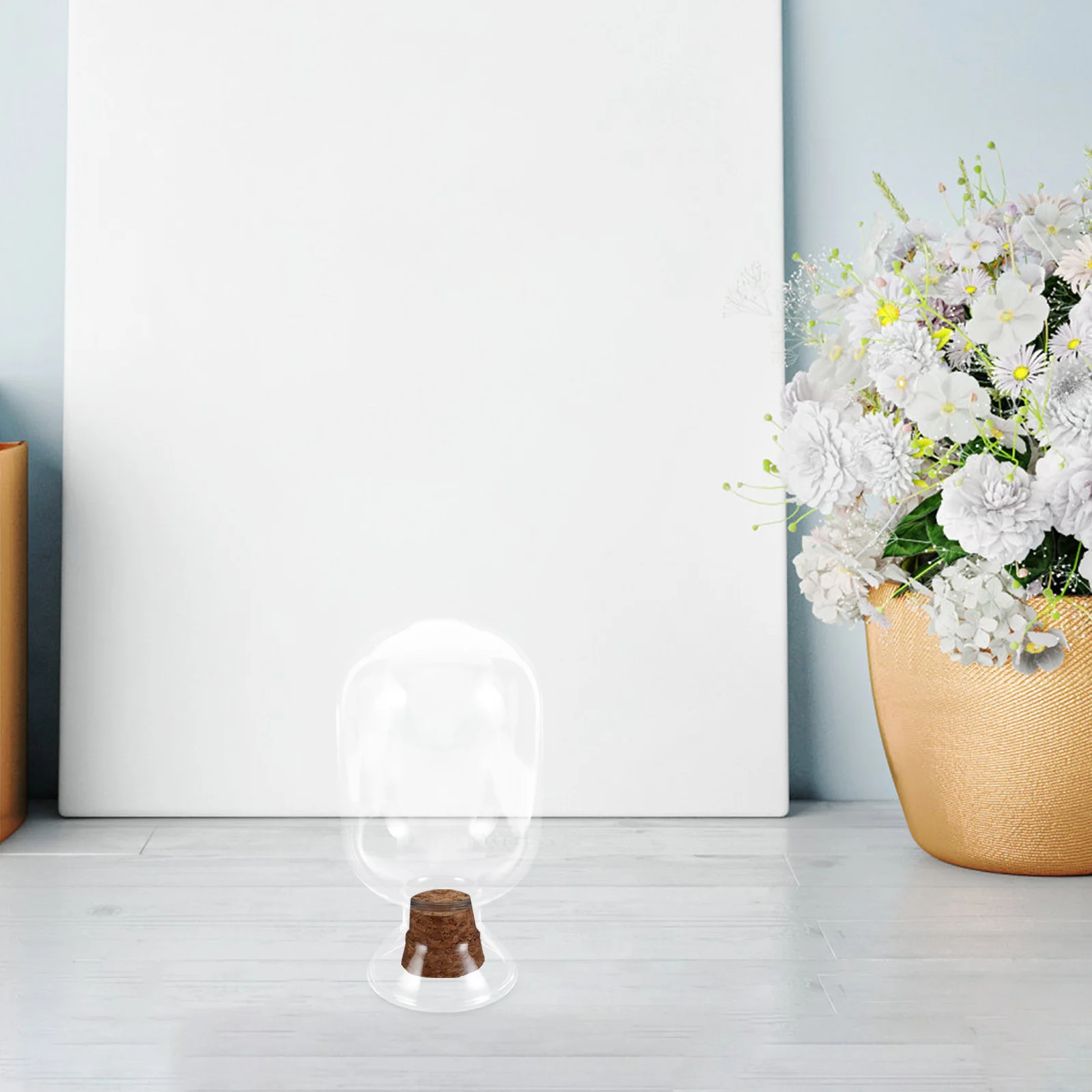 

1pcs Glass Sample Bottle Transparent Inverted Design With Cork Stopper For Match Storage Display Decorative Jar Small