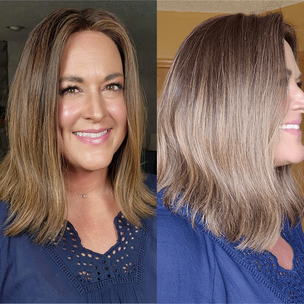 

Коричнево-русый синтетический парик с кружевной передней частью без клея для женщин, термостойкое волокно, предварительно сформированная линия роста волос, естественные волны, для вечеринок и повседневного использования