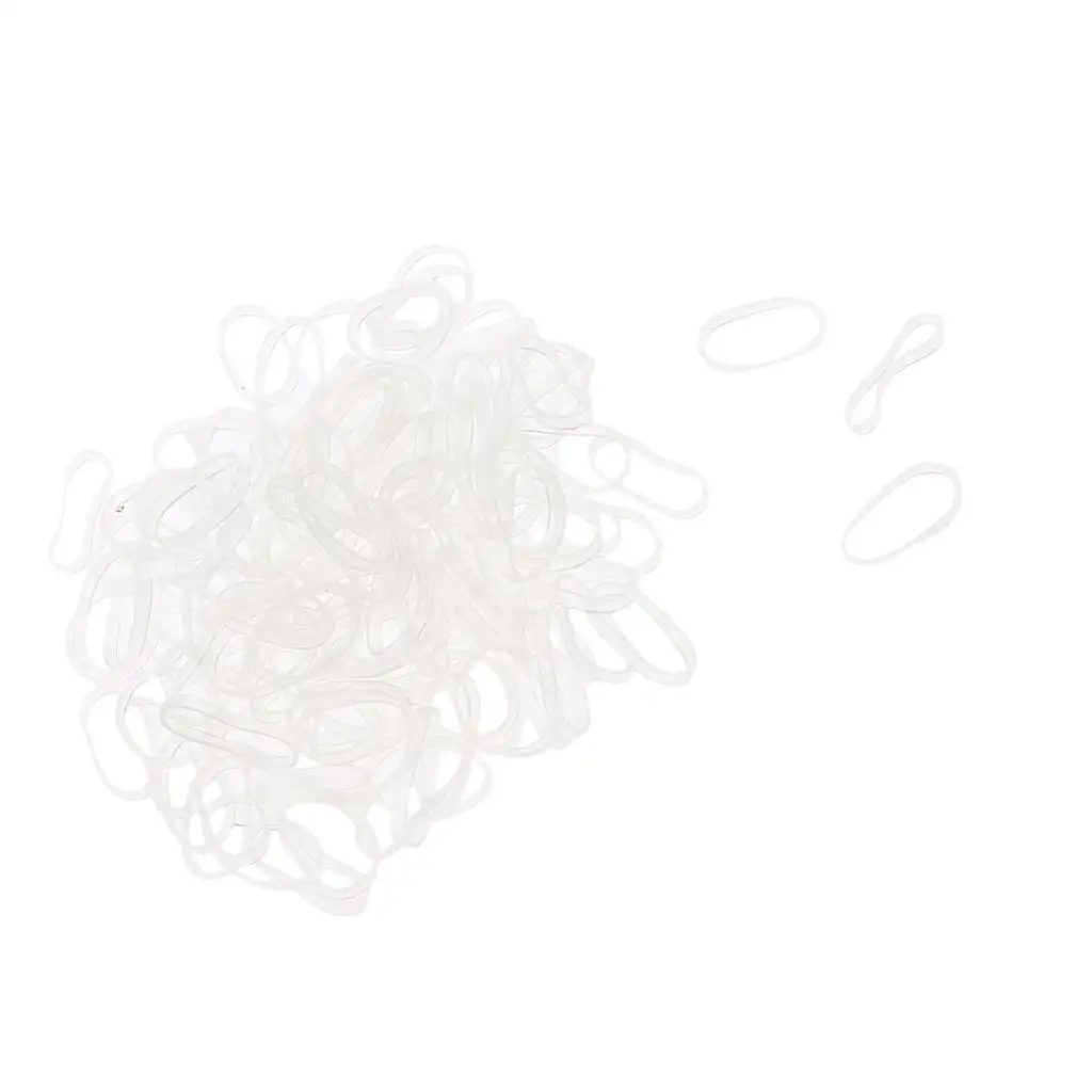 Stretchable Rubber Bands 100 Pieces TPU Clear Elastic Hair Holder Ring for Women Kids Braiding Office Household Package