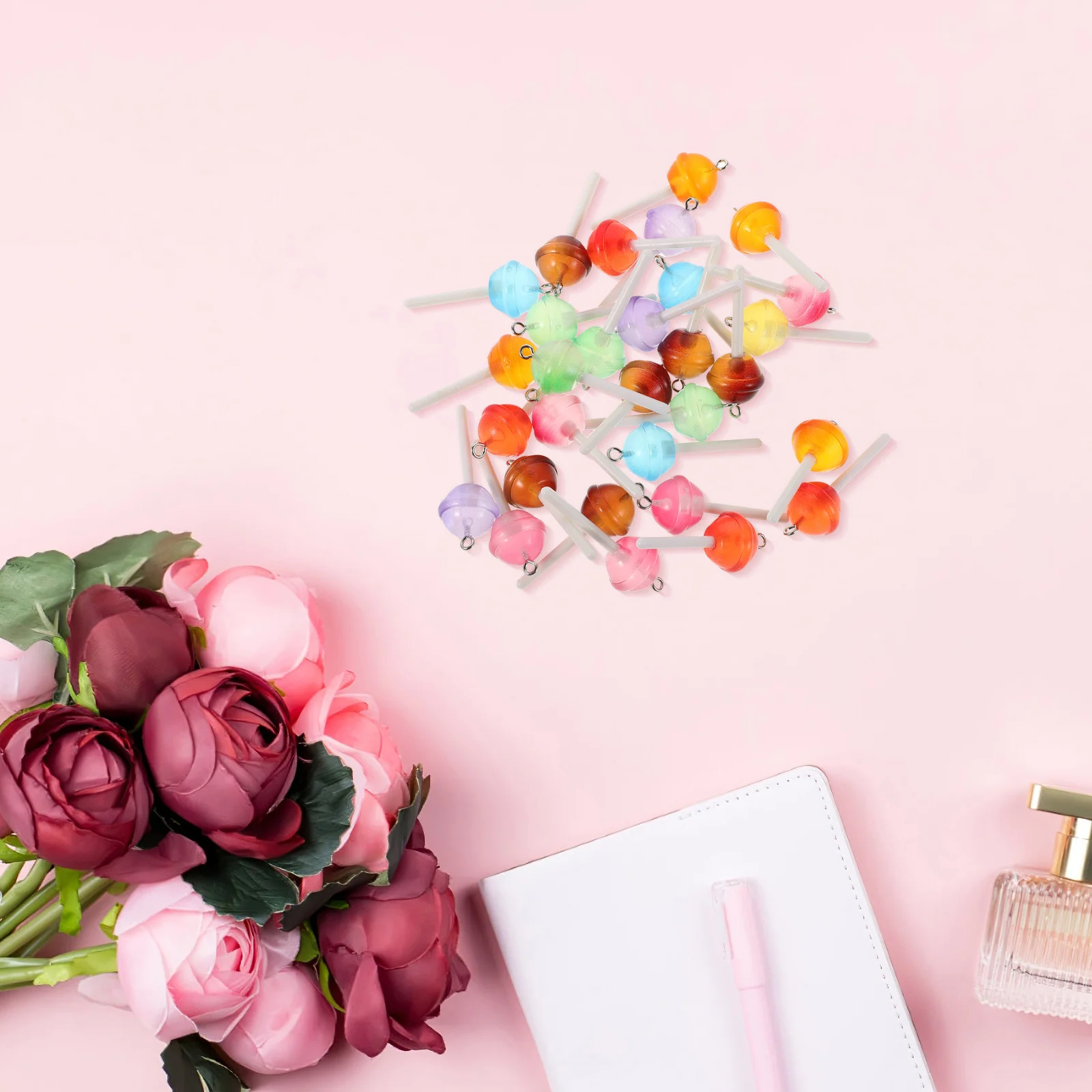 

30pcs Lollipop Pendant: Transparent Resin Candy Charms For Diy Jewelry Making Bracelet Keychain Craft Sweet Dessert Dangle