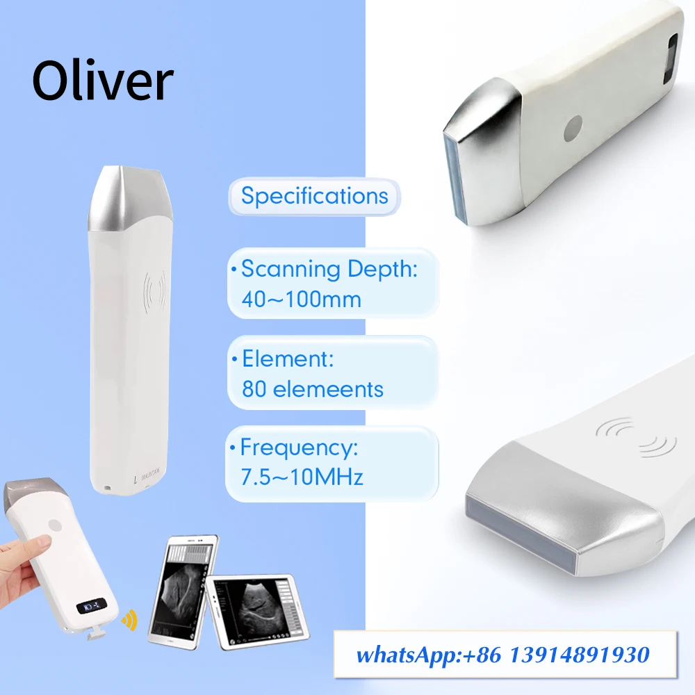 80 Elements Wireless Ultrasound Probe Scanner Linear Array 40-100mm WIFI Ultrasound Scanner Support iOS Android Windows