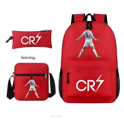 New CR7 Backpack 3Pcs Sets Travel Bag Canvas Backpack Students School Bag For Boys Girls Canvas Teens Laptop Zipper Mochilas