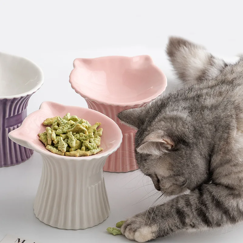 Pet Ceramic Bowl Cat Feeders Heighten Base Bowl Pet Products