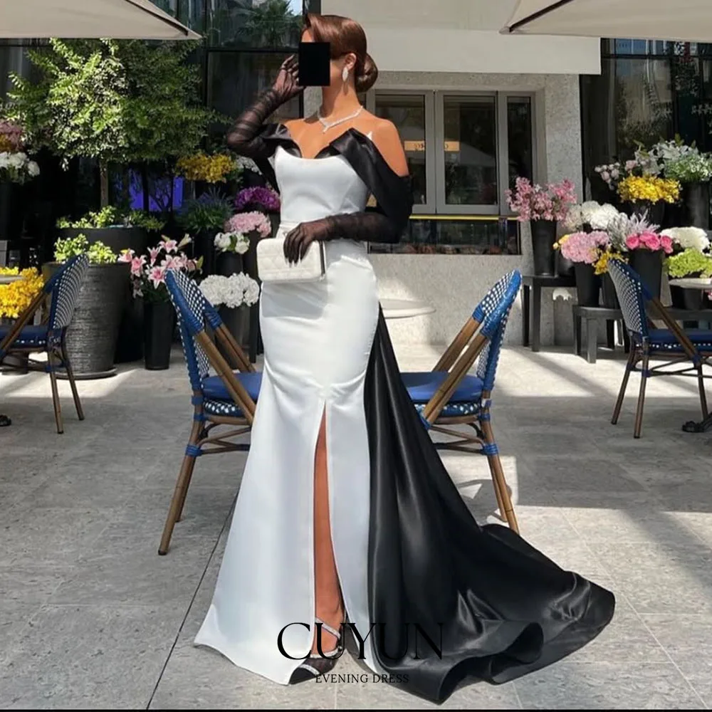 

CUYUN вечернее платье полурусалки с открытыми плечами для женщин, вечернее платье в Дубае из Саудовской Аравии с разрезом для особых случаев