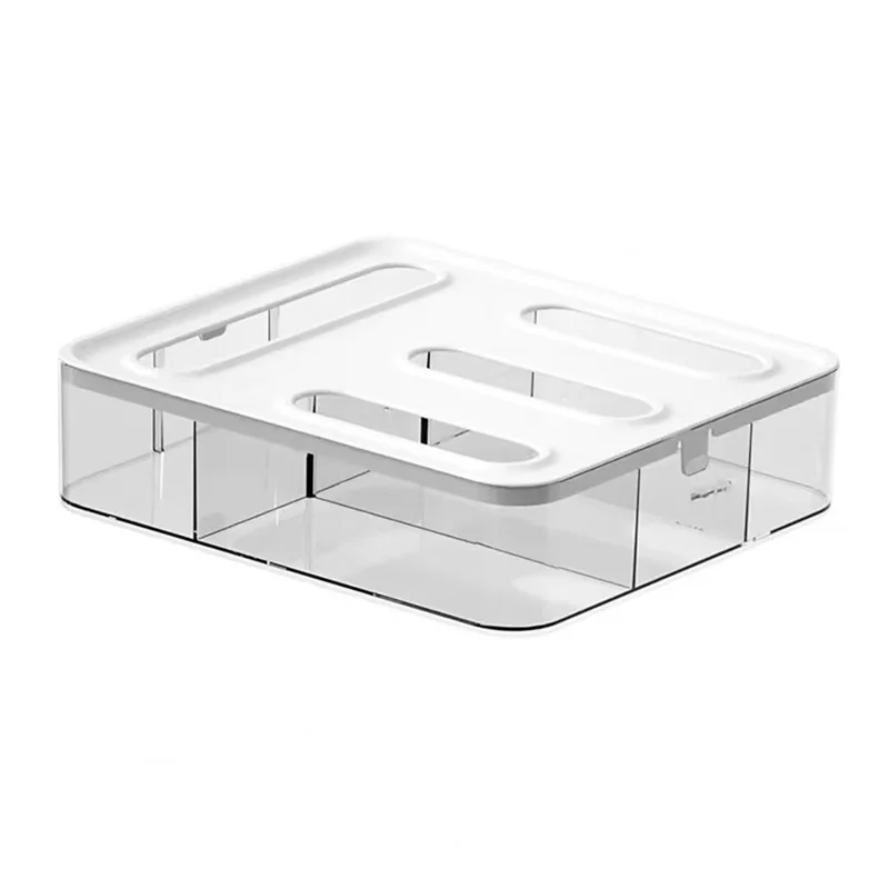 

TKOH-Kitchen Wrap Dispenser Organizer Box For Cling Wrap, Sandwich Bags - Space Saving Drawer Insert For Home Organization