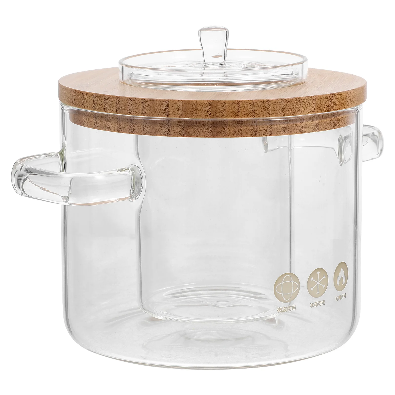 

Clear Glass Stockpot Double Ear Soup Pot For Cooking Stew Noodle Vegetables Kitchen Cookware Heat Resistant