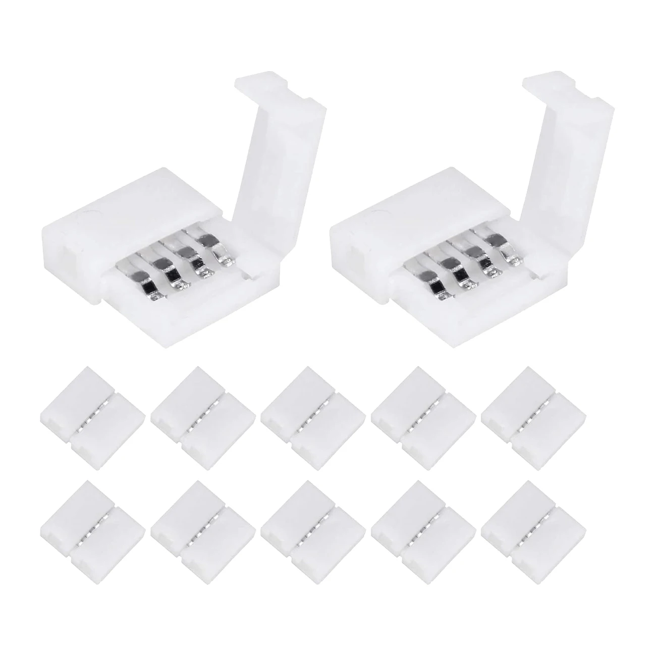 

50 Packs 4-Pin RGB LED Light Strip Connectors 8mm Gapless Solderless Adapter Terminal Extension for SMD 3528 LED Strip