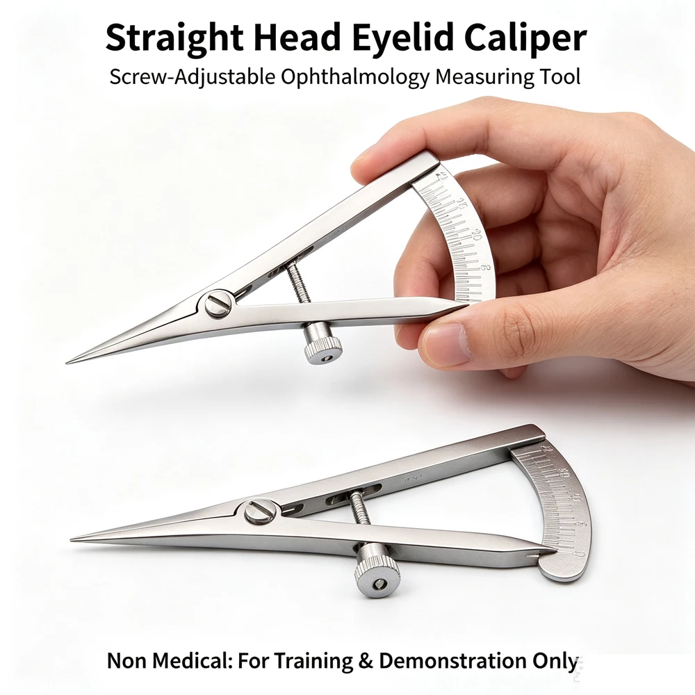 Surgical Caliper 20mm Straight Ophthalmic Eye Instrument Tool with Screw Adjustment Stainless Steel Titanium Alloy