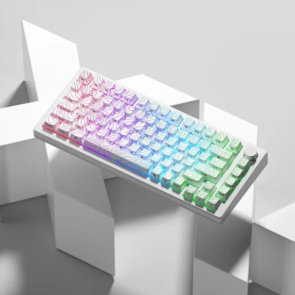 XVX topographique nouvelle Version IMD-Tech touches Keycaps OEM profil motif brillant-à travers les touches 61/84/118 PC cadeaux sympas pour les jeux