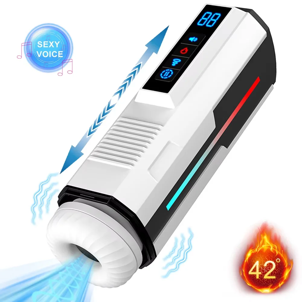 Automatic Male Masturbator Cup Telescopic Heated Sucking Pussy Blowjob Machine Thrusting Vibration Masturbation Sex Toy for Men