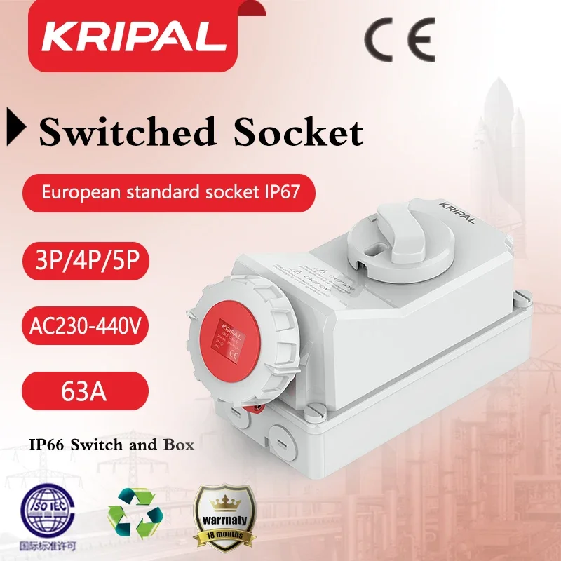 3PIN 63A Interlocked Switch Socket Cee Socket 3PIN 4PIN 5PIN Female plug Industrial socket