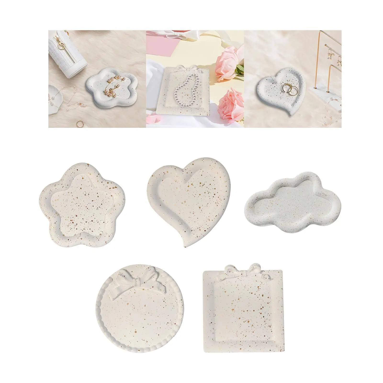 Plaster Decorative Tray Display Plate for Living Room Tabletop Ornament