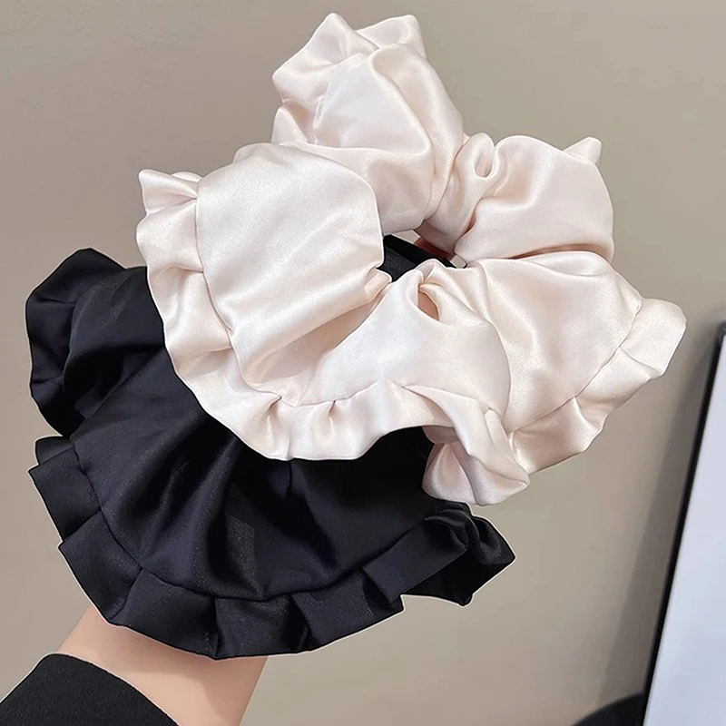 ขนาดใหญ่ Scrunchies ใหญ่ยางผมยืดหยุ่น Girs ผู้ถือหางม้า Smooth ซาติน Scrunchie ผู้หญิงอุปกรณ์เสริมผม