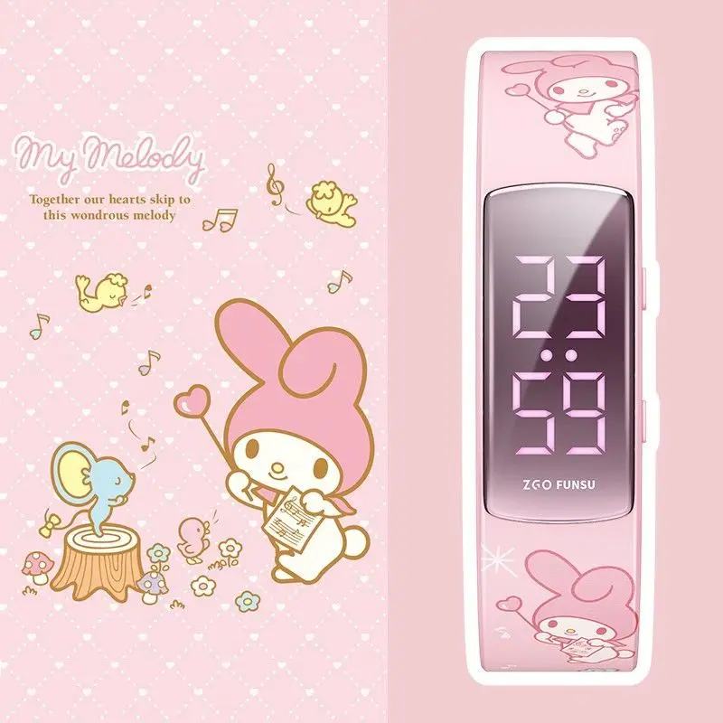 سانريو ميلودي لطيف المرأة شحن ساعة خربش الرياضة خطوة العد طالب سينامورول الكرتون سوار إلكتروني هدية عيد ميلاد