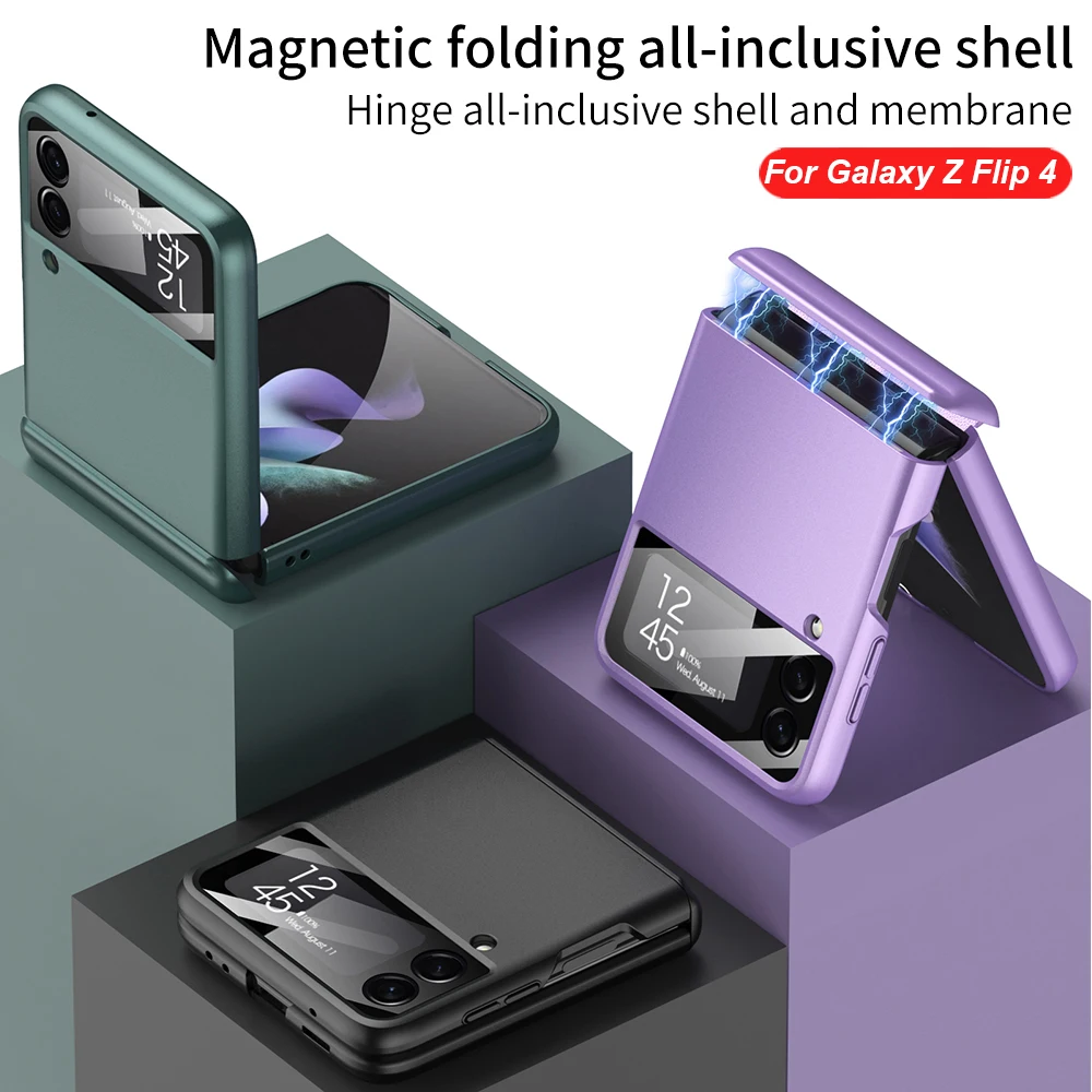 Magnetic Hinge Shockproof Matte Case For Samsung Galaxy Z Flip 4 5 6 5G Full Body Hard Armor Cover for Samsung Z Flip 4 5 6 Case