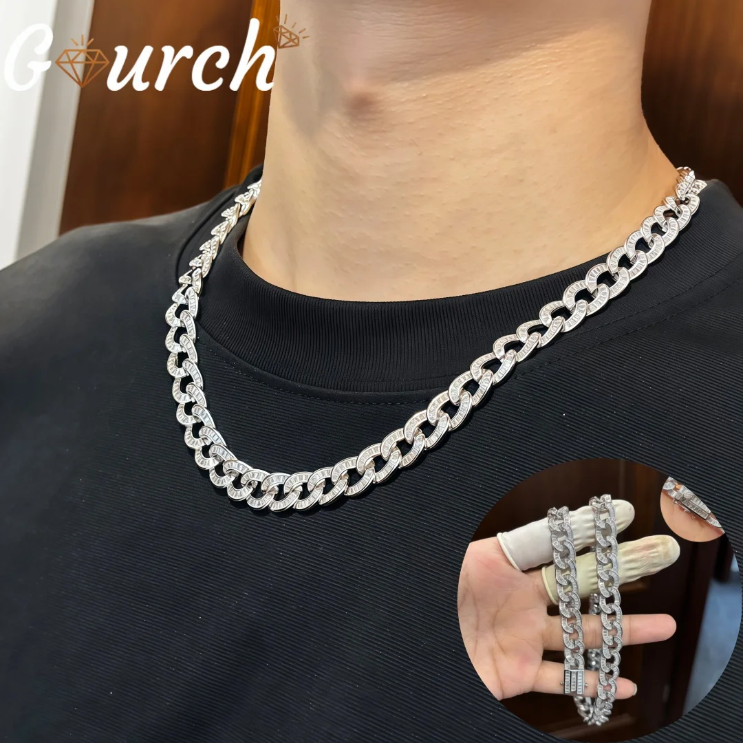 

Ожерелье Gourch AAAAA с цирконом, стерлинговое серебро S925, хип-хоп для мужчин, кубинская цепочка с звеньями, ремешок для дня рождения, роскошные элегантные подарки
