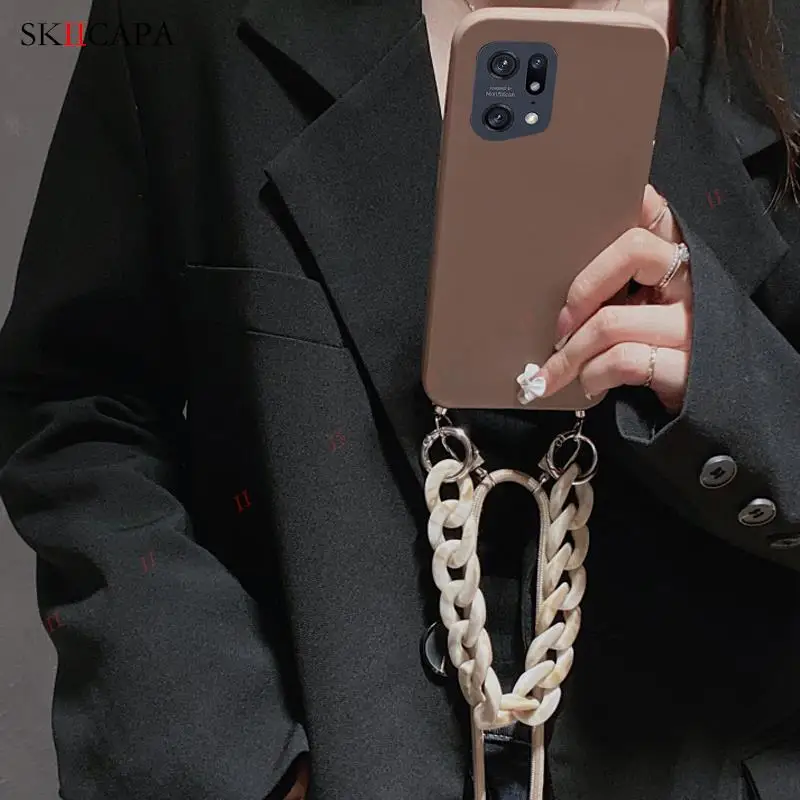 Crossbody الحبل حزام سلسلة الرخام غطاء من السيليكون ل ممن لهم العثور X5 برو X3 لايت X2 برو المعصم حزام سوار لليد سلسلة لينة الغلاف #2