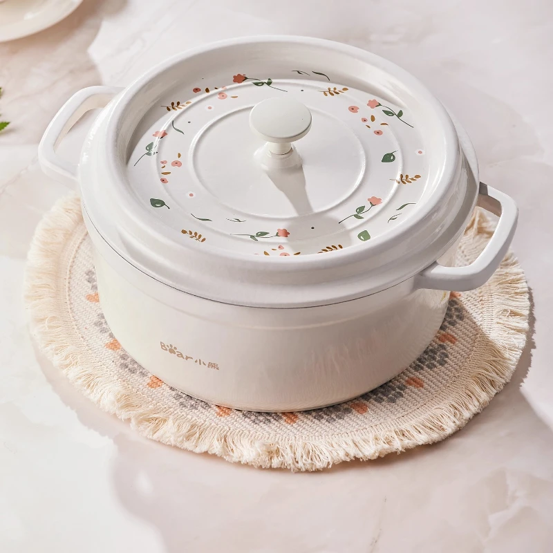 

Эмалированная чугунная кастрюля для домашней приготовления пищи, кастрюля для супа, сковорода для тушения, антикоррозийная глазурь, самоциркуляционная пара, равномерный нагрев для всех плит