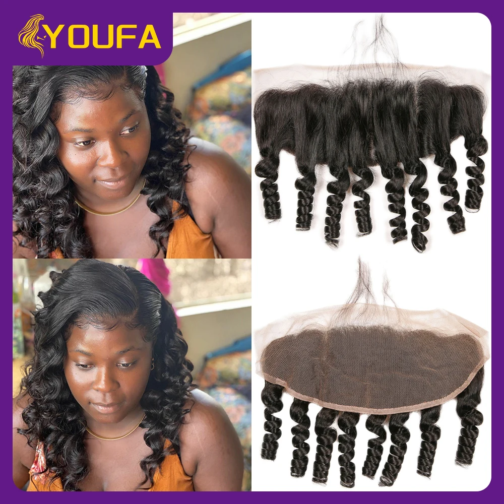 

Funmi Curly 13x4 Кружевные фронтальные части Свободная часть 100% человеческие волосы могут быть окрашены Спиральные вьющиеся 13x4 Прозрачные кружевные фронтальные части Предварительно выщипанные