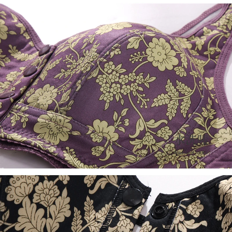 ABCDEFG Cup 36-52 Super Large Size Bra Front Button Support Wireless Brasieres 3/4 Coverage Underwear Plus Size Vest Bra S-6XL