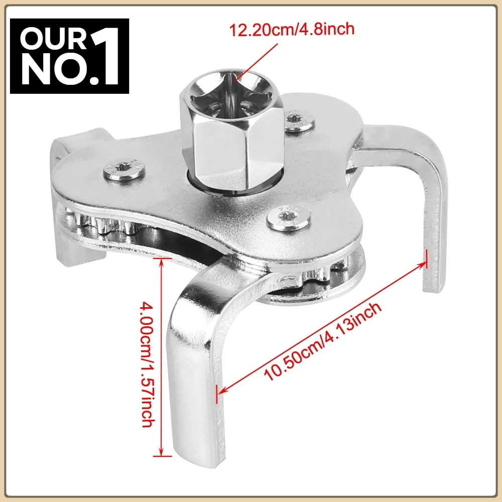 Adjustable Oil Filter Wrench With 3 Jaw Uninstall Removal Key From 2-1/2 Inch to 4.5 Inch Oil Filter Wrench Tool Set Universal