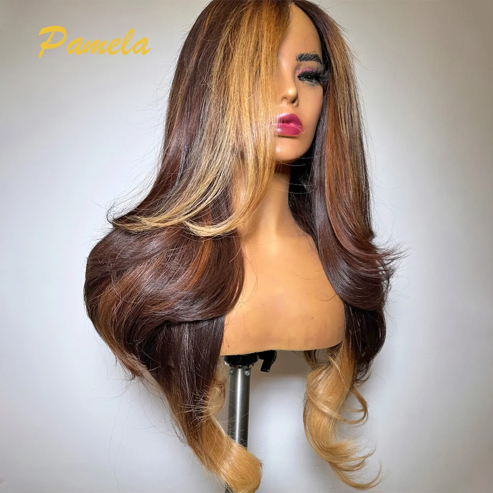 Brazilian Honey Blonde Glueless Wig Human Hair Body Wave High Quality 13x4 HD Transparent Lace Frontal Wig Ready To Go For Women