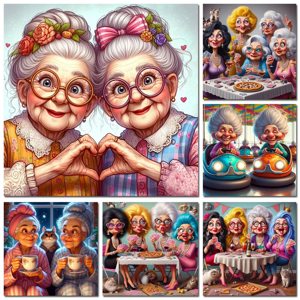 Old Friends 5D DIY Diamond Painting Cross Stitch New 2024 Friendship Grandmother  Cross Stitch Mosaic Diamond Embroidery Sale