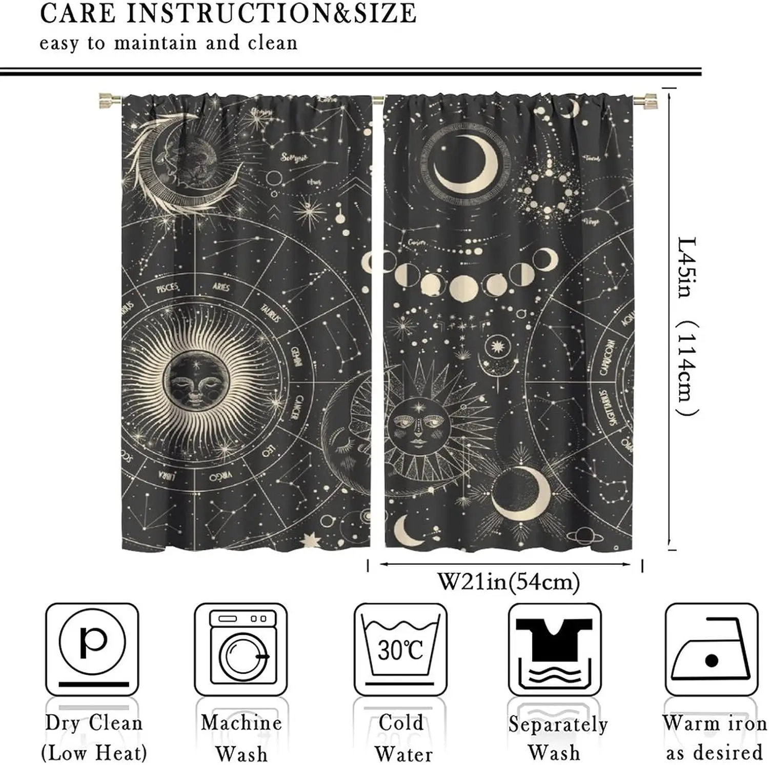 Cosmic Zodiac Constellation Stars Astrology Bohemian Moon Celestial Curtain Decor Drapes Boho Spiritual Tapestry Bedroom Living