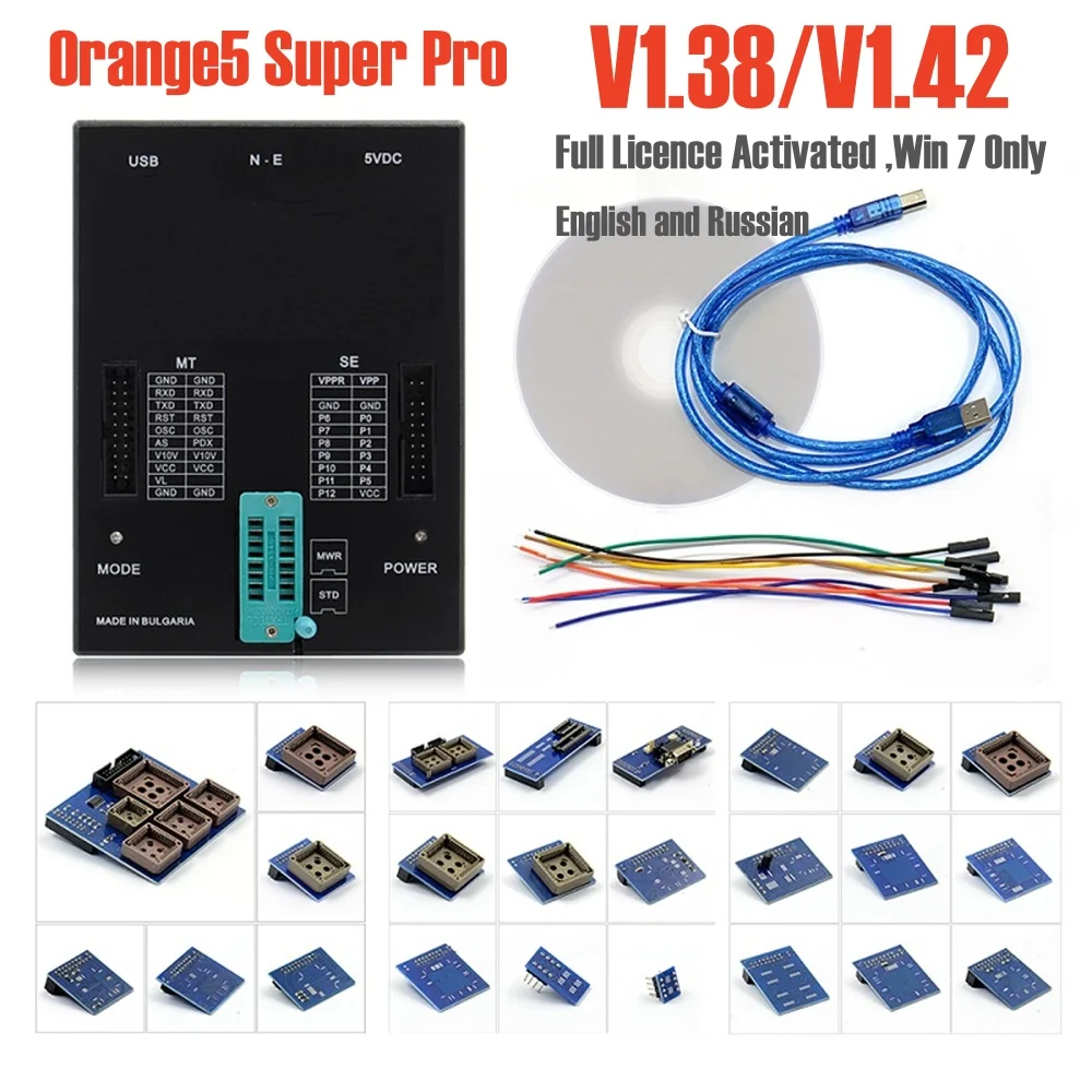 Orange5 Super Pro Programmer V1.38 V1.42 Full Package Orange 5 Full Activation License Authorization with Adapters