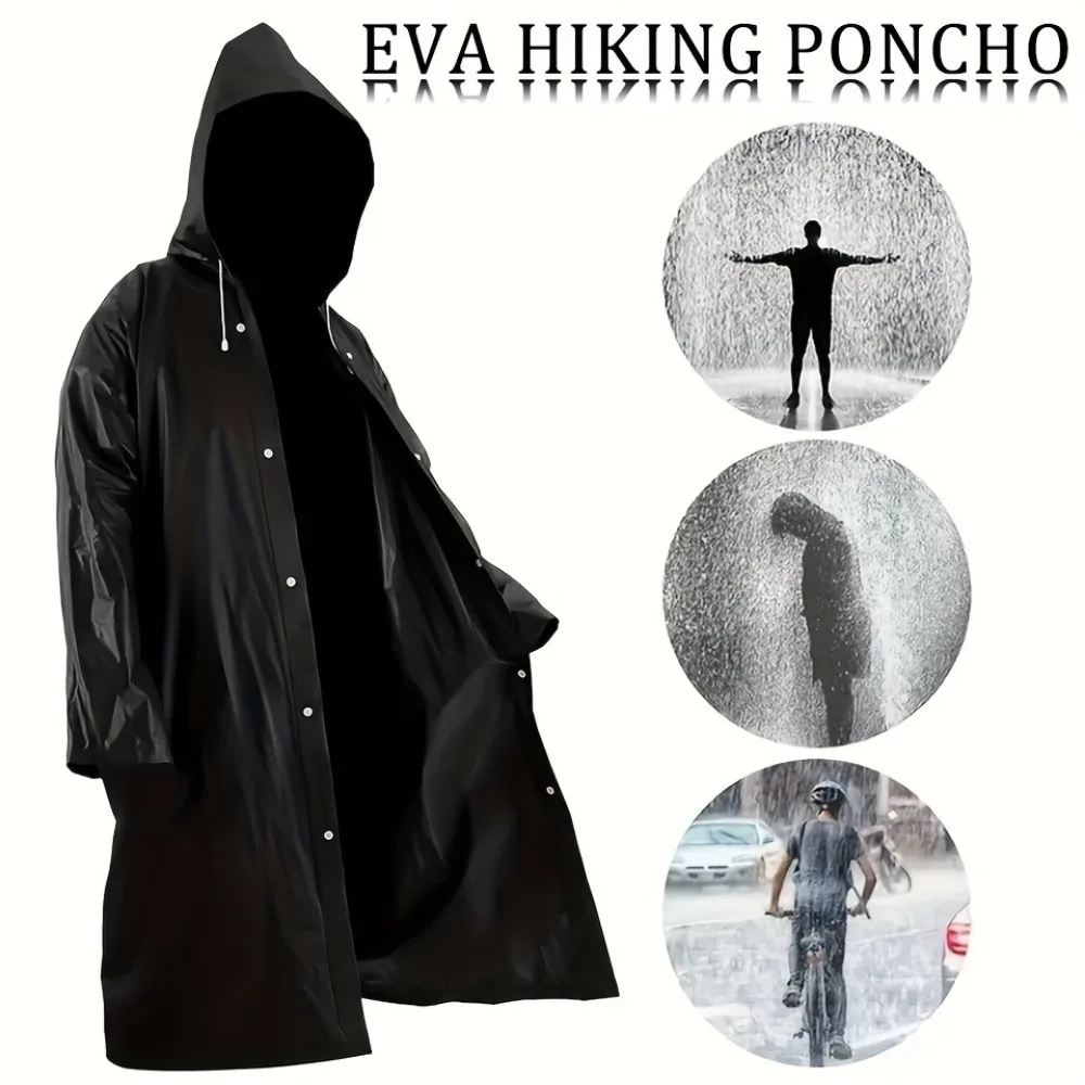 Unisex Adult Rain Poncho - Waterproof Hooded Outdoor Raincoat with Durable EVA Material, Ideal for Hiking, Travel, and Fishing