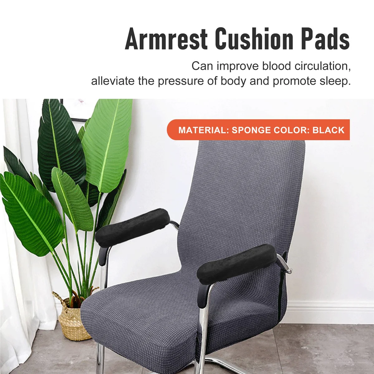 2Pcs Chair Armrest Pad Memory Foam Comfy Office Chair Arm Rest Cover for