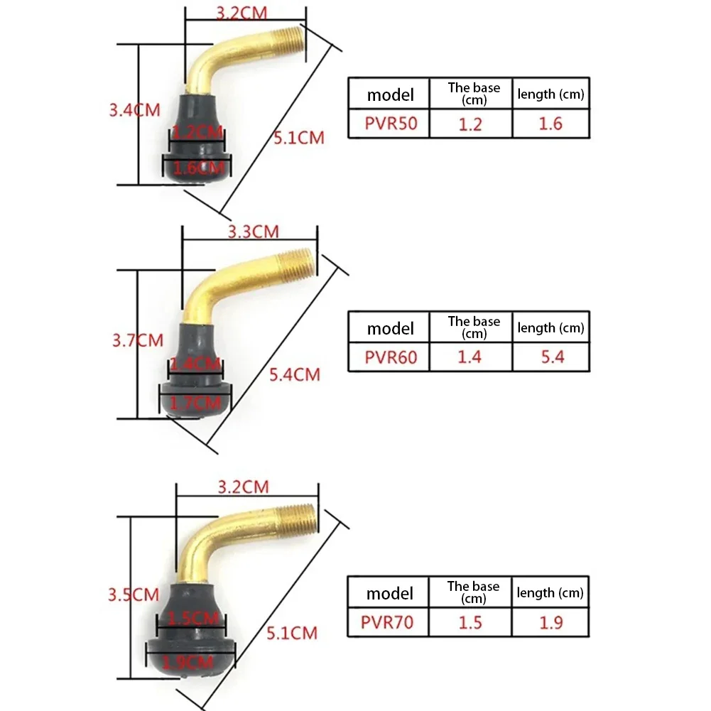 2Pcs Rubber Angle Valve For Tubeless Tires Nipple For Tubeless Disc Wheel Nipple PVR50/PVR60/PVR70 45° Angle Valve Stem