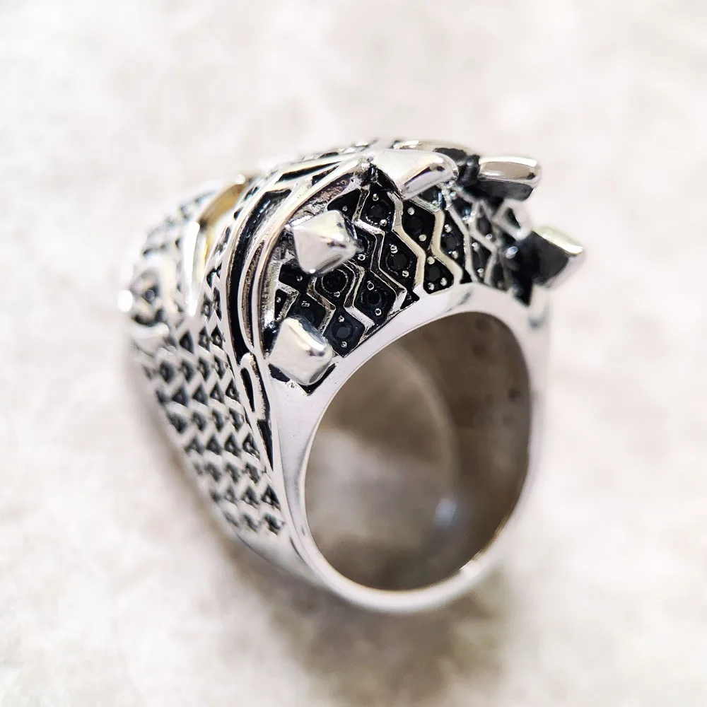 Yellow Gold Plated Ring Knight Helmet Fine Jewerly For Women Men Winter Brand New Vintage Gift In 925 Sterling Silver